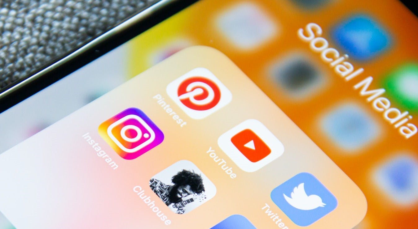 Social media icons on smart phone screen