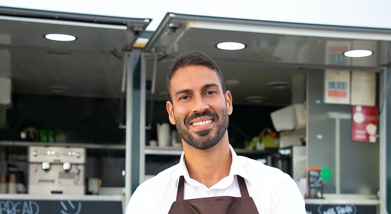Entrepreneur in front of his food truck